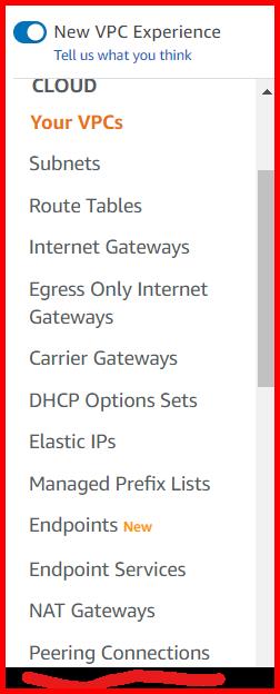 Picture showing the Peering Connections left-side menu